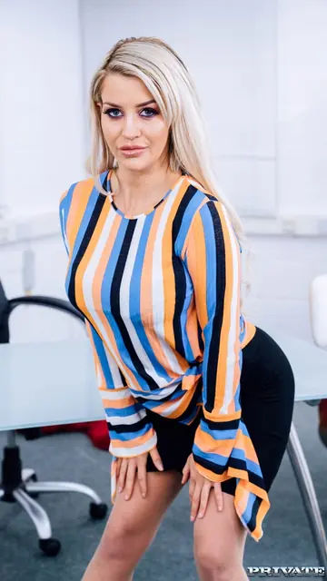 Busty British Blonde Reporter Gives a Blowjob and Takes Anal in the Office