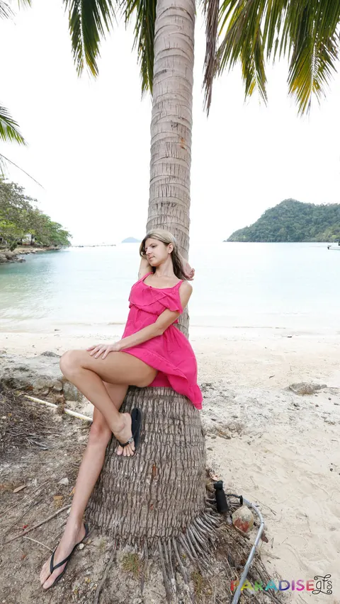 Gina Gerson: Petite Russian Brunette Poses in a Bikini and Panties on the Beach – photo 14 of 21