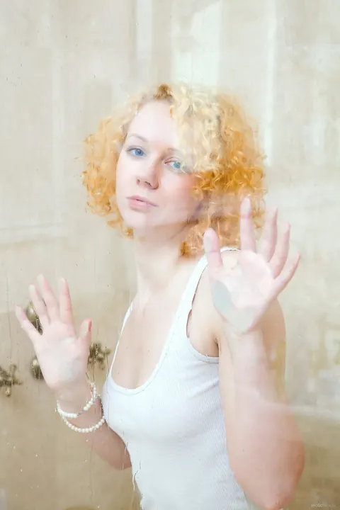 Anfisa B: Curly Redhead Undresses and Spreads in the Shower – photo 2 of 17