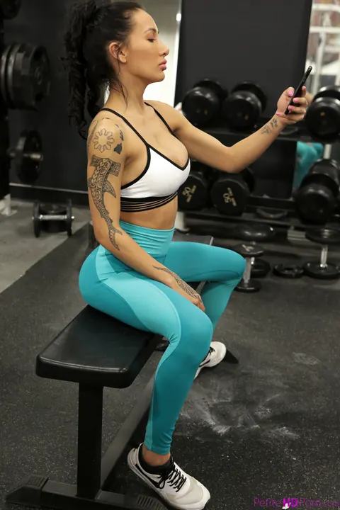 Amia Moretti: Busty Thick Brunette Gets Fingered in the Gym – photo 2 of 20
