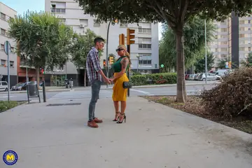 Alexa Blun – Busty Latina MILF in Heels Kisses a Guy Outdoors