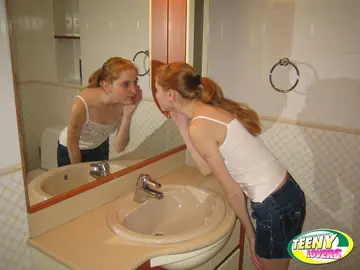 Ginger Nadin – Redhead in Shorts Fucks Her Man in the Bathroom