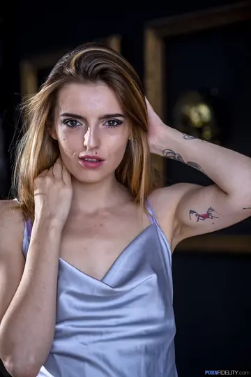 Alba Lala – Brunette in Lingerie and Heels Takes Two Men