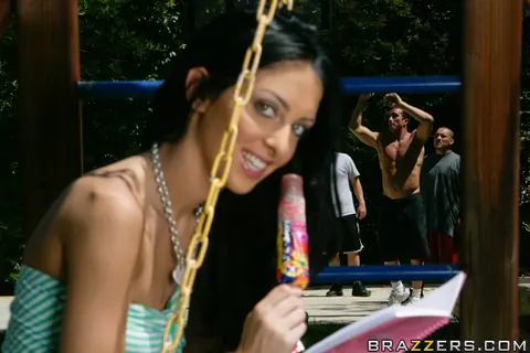 Stephanie Cane: Brunette in Socks Takes a Massive Cock Outdoors – photo 1 of 16