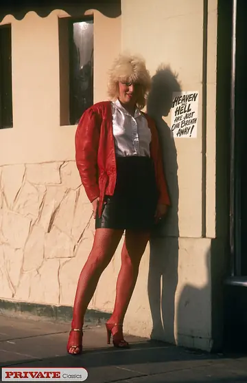 Vintage Blonde in Stockings Takes Two Men Outdoors