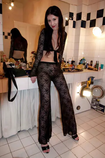 SARAH DARK – Pale Blonde MILF in Lingerie and Heels Poses in the Bathroom