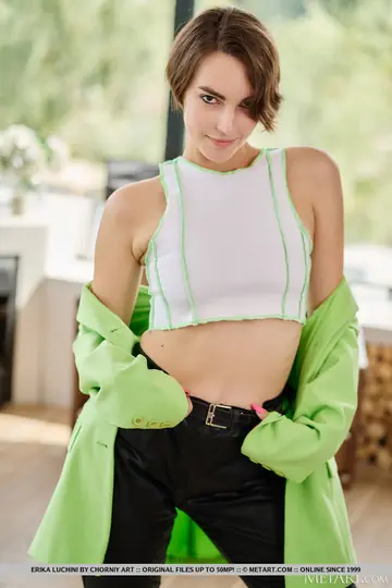 Erika Luchini – European Brunette in White Socks Spreads Her Pussy