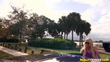 Delirious Hunter – Blonde Gets Naked Outdoors Before Car Sex
