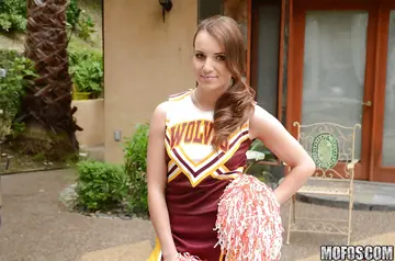Jenna Rose – Brunette in Uniform Masturbates with a Dildo Outdoors