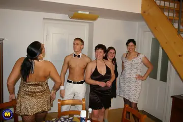 Marietta – Blonde MILFs in Stockings Suck and Fuck in the Bathroom