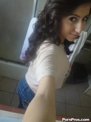 Busty Latina in Panties Spreads for Mirror Selfies