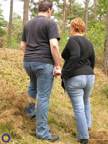 Chubby MILF Sucks, Titty Fucks and Rides Cock in the Woods