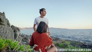 Curvy Asian Babe with Natural Tits Gets Fucked Doggy Style on a Public Beach