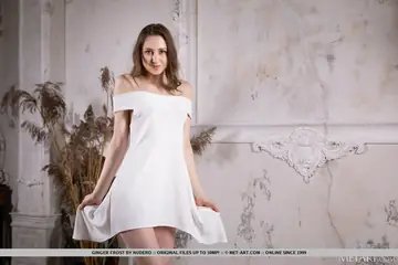 Ginger Frost – Tall Brunette Ditches Her White Dress and Spreads