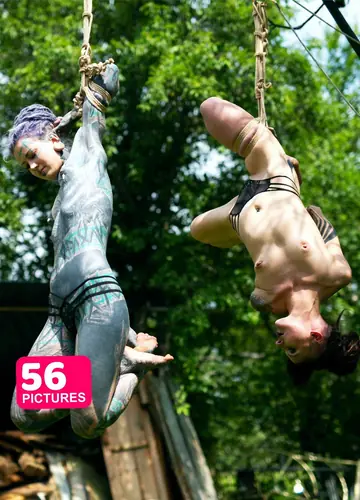 Anuskatzz – Thick European Brunette Suspended Naked from a Tree in Rope Bondage