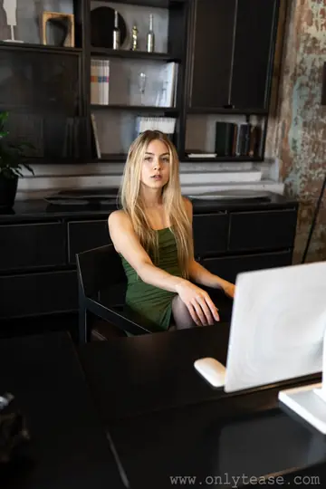 Petite Blonde Russian in Pantyhose Spreads in the Kitchen and Office