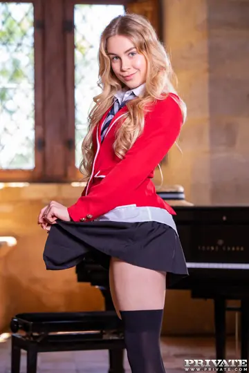 Alecia Fox – European Blonde Strips Off Her Uniform and Rides Instructor Cowgirl