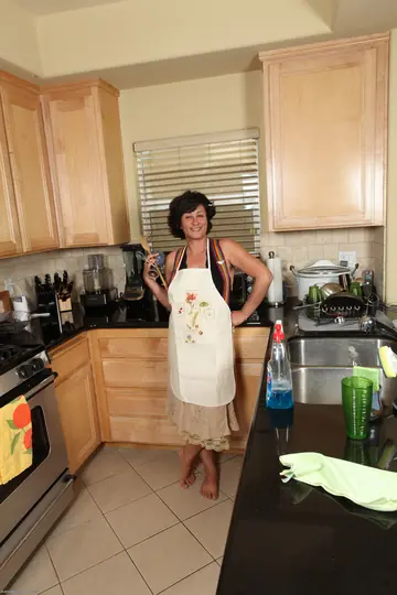 Short-Haired Chubby Housewife Bares All in the Kitchen