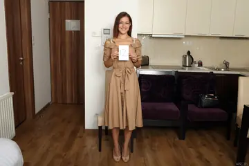 Slim Brunette PAWG in a Skirt Spreads Her Big Ass and Pussy
