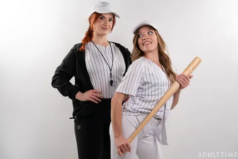Siri Dahl & Katie Kush: Tall Busty Brunettes in Uniforms Strip and Pose – photo 5 of 20