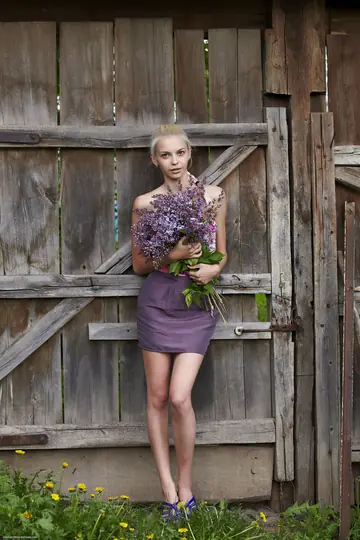 Petite PAWG Strips Out of Her Dress by a Log Cabin