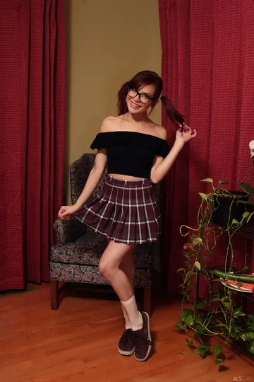 PAWG Redhead in a Skirt Masturbates with a Cucumber