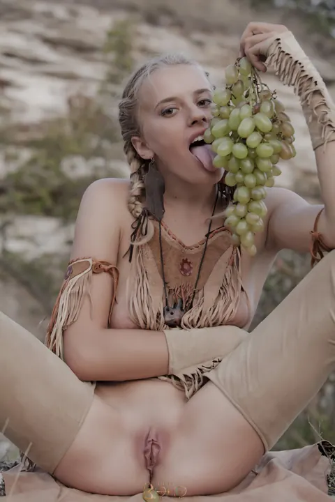 Anoli Angel: Blonde in Clothes Spreads Her Legs on the Grass – photo 10 of 14