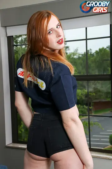 Trans Woman Undresses and Stands Naked Looking Over Her Shoulder
