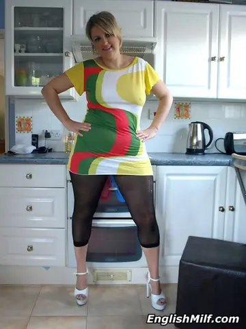 Daniella English – British Blonde MILF Rips Open Pantyhose in the Kitchen