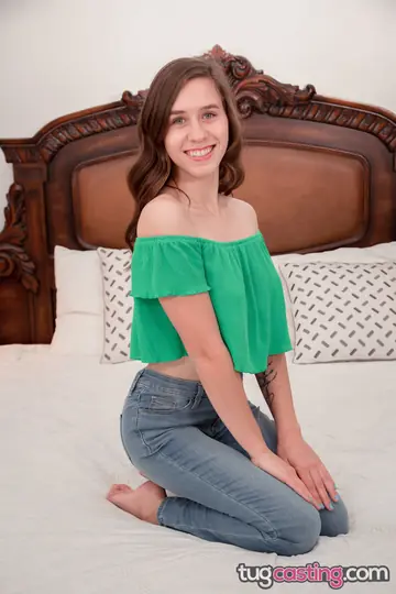 Petite Slim Brunette Gives a Handjob Before Taking a Facial