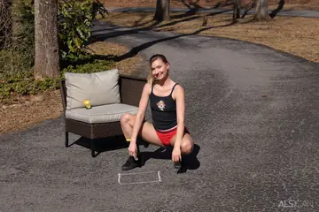 Emma Sirus – Athletic Blonde Fingers Herself and Uses a Dildo Outdoors