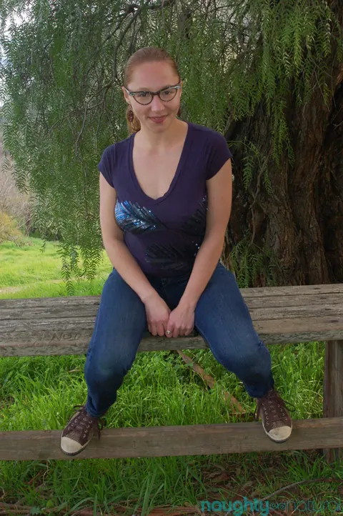 Maggie Mayhem: Redhead Flashes Her Natural Tits and Spreads Her Hairy Pussy Outdoors – photo 1 of 20