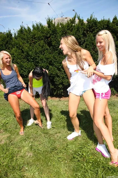 Pinky June & Sara J: Two Slim European Blondes Have Lesbian Sex Outdoors – photo 9 of 20