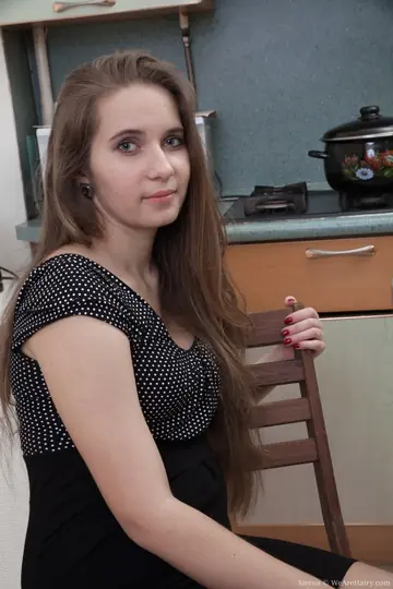 Brunette in a Skirt and Heels Pours Cocktail Over Hairy Crotch