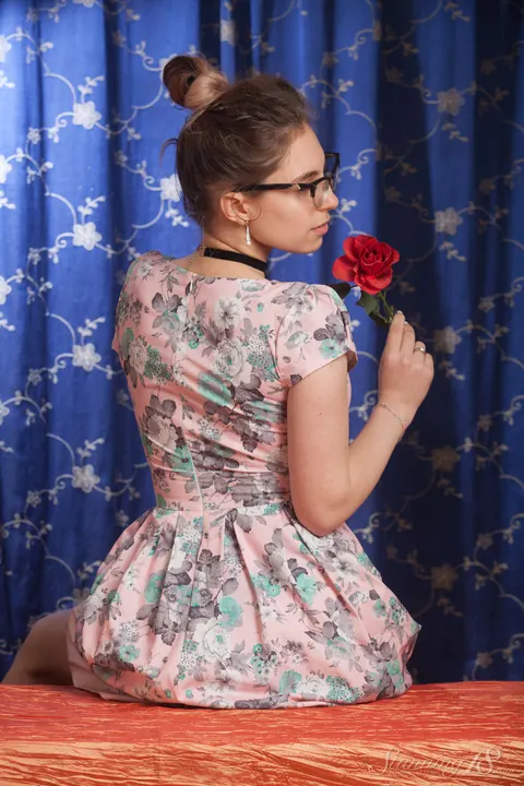 Busty Woman in Glasses, Skirt and Panties Shows Her Firm Breasts – photo 3 of 16