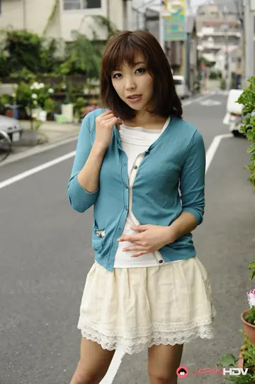 Juri Kitahara – Japanese Brunette in a Skirt and Heels Poses Outdoors