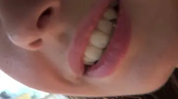 European Woman Gives a Blowjob and Fingers Herself Outdoors