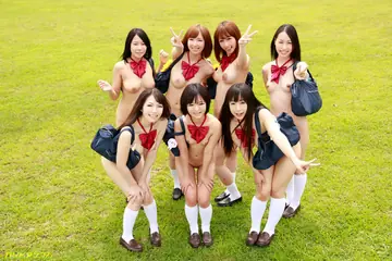 Petite Japanese Brunette with Big Tits Has Group Sex Outdoors in Socks