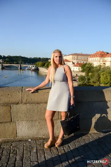 Blonde in Lingerie and Skirt Takes Anal Outdoors Then Swallows Cum