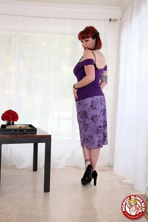Kylie Ireland: Redhead MILF Strips and Bends Over Showing Her Pierced Big Tits – photo 1 of 21