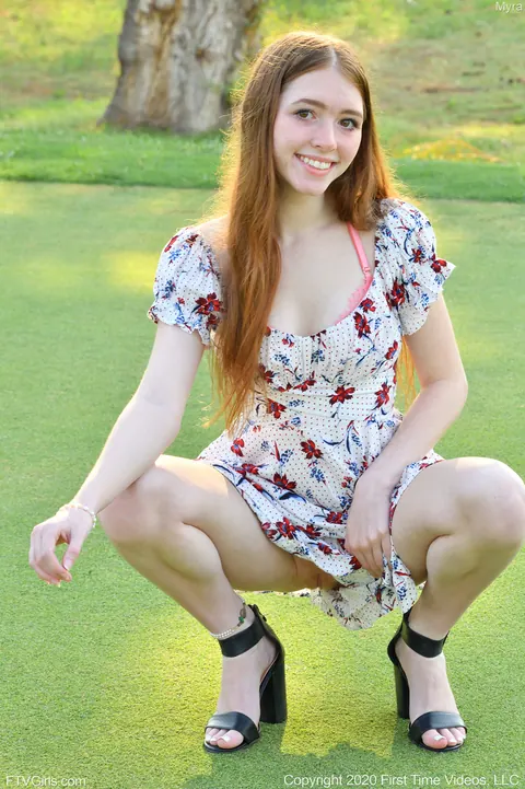 Skinny Redhead Strips Out of Her Dress and Fingers Herself Outdoors – photo 2 of 20