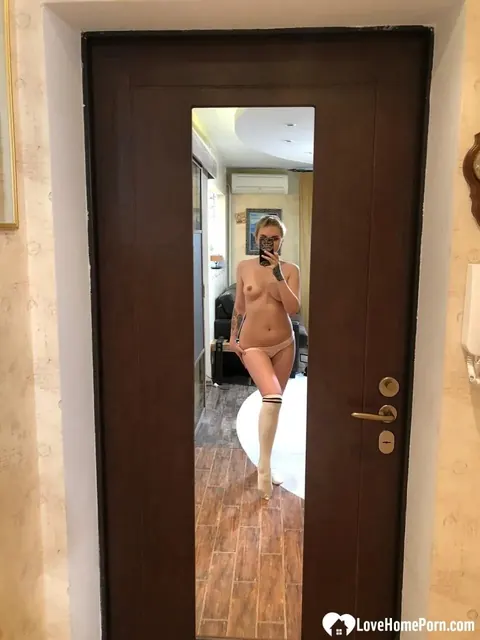 Petite Short-Haired Women Kiss and Spread in Nude Selfie – photo 11 of 20
