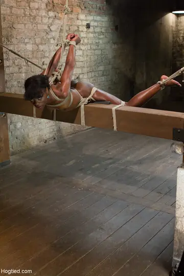 Ana Foxxx – Tall Ebony Brunette Submits to BDSM Bondage and Pussy Hook