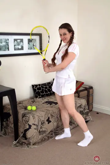 Valentina Ross – Czech Tennis MILF in a Skirt and Socks Shows Her Hairy Crotch