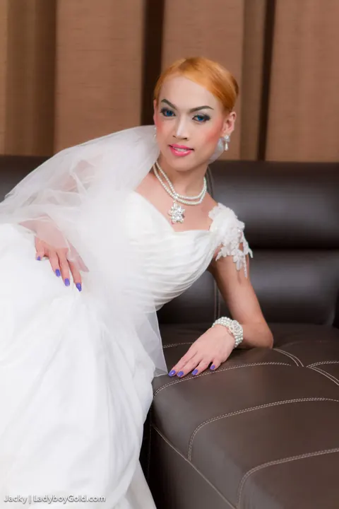 Thai Trans Redhead Bride Removes Her Gown for Butt Plug and Dildo – photo 1 of 21