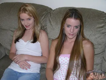 Two Amateur Lesbians Expose Asses and Pussies in Shorts