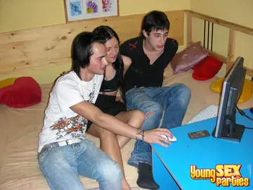Sasha Rose – Skinny Russian Brunette Takes Two Men in a Threesome