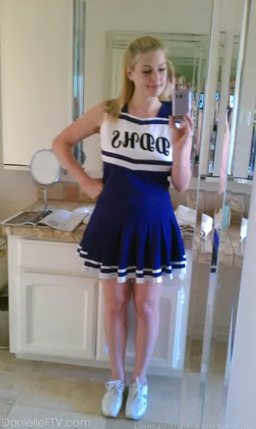 Blonde in Glasses Lifts Her Skirt for Selfies