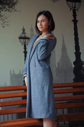 Alla B – Brunette with Small Natural Tits and Tattoo Strips and Poses