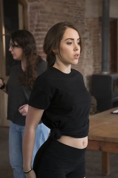 Alexa Tomas: Brunette Latina in Jeans and Glasses Kisses and Fucks Her Partners – photo 9 of 20
